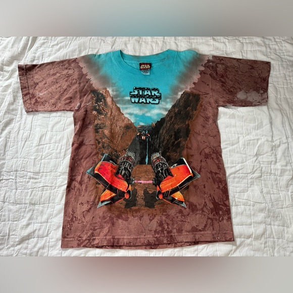 VTG 1999 Star Wars Episode I Pod Racer Anakin Tatooine AOP Tie Dye T-Shirt Kids